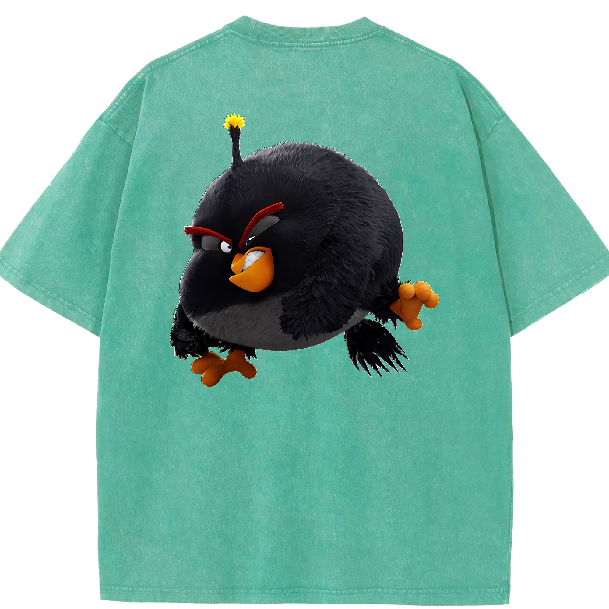 （画像用） Angry Birds アングリーバード 綿100% ヴィンテージ風 半袖Tシャツ（背面プリント）